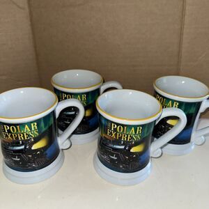 The Polar Express 3D Train Coffee Mug Warner Brothers Ceramic, 12 Oz - SET OF 4
